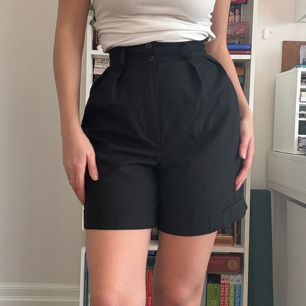 Elegant Black High Waist Women's Shorts